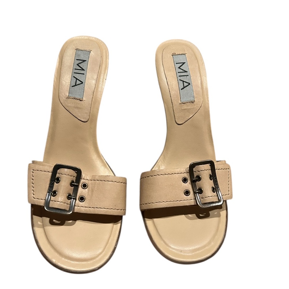 MIA Beige Buckle Slide Heels Size 8  Y2K
